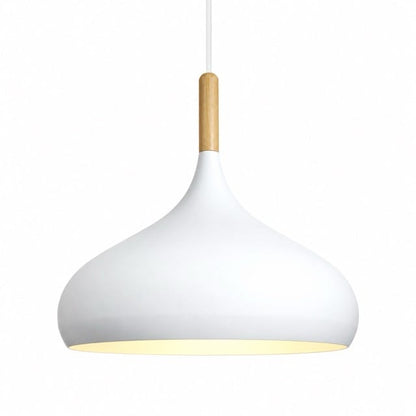 Sofello Suspension luminaire macaron design aluminium et bois, vert gris bleu jaune rose, pour cuisine, chambre, salon, salle à manger
