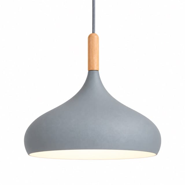 Sofello Suspension luminaire macaron design aluminium et bois, vert gris bleu jaune rose, pour cuisine, chambre, salon, salle à manger