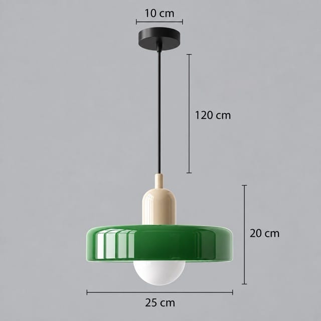 Sofello Suspension luminaire verre style Bauhaus rétro, blanc, vert, orange, pour salon et salle à manger