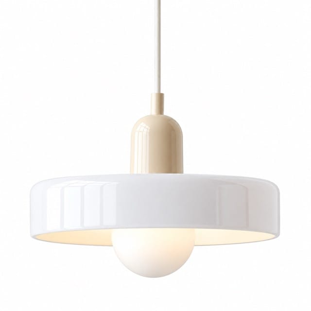 Sofello Suspension luminaire verre style Bauhaus rétro, blanc, vert, orange, pour salon et salle à manger