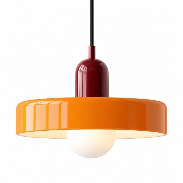 Sofello Suspension luminaire verre style Bauhaus rétro, blanc, vert, orange, pour salon et salle à manger