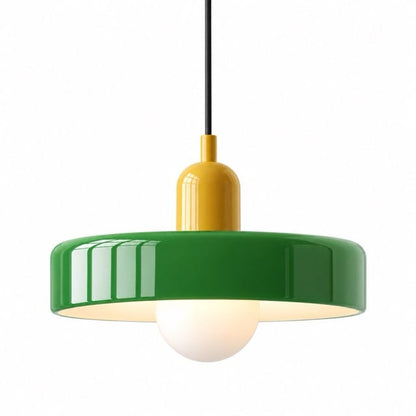 Sofello Suspension luminaire verre style Bauhaus rétro, blanc, vert, orange, pour salon et salle à manger
