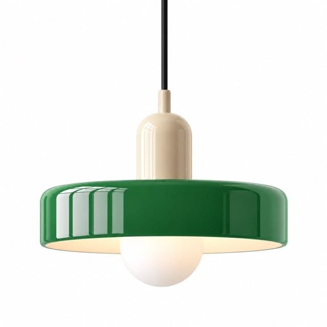 Sofello Suspension luminaire verre style Bauhaus rétro, blanc, vert, orange, pour salon et salle à manger