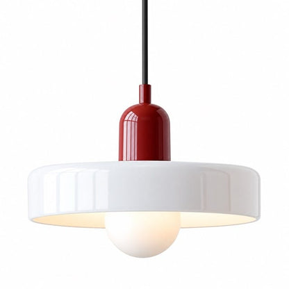 Sofello Suspension luminaire verre style Bauhaus rétro, blanc, vert, orange, pour salon et salle à manger