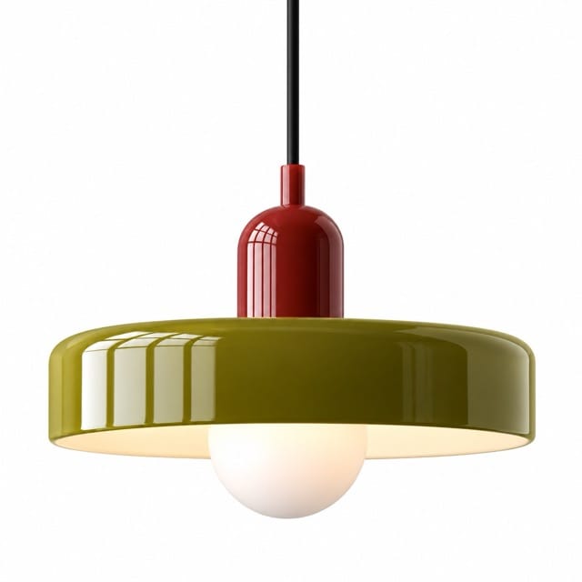 Sofello Suspension luminaire verre style Bauhaus rétro, blanc, vert, orange, pour salon et salle à manger