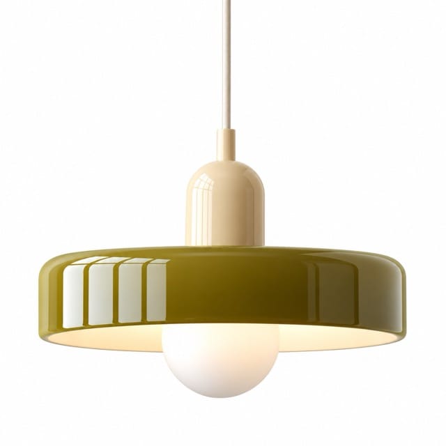 Sofello Suspension luminaire verre style Bauhaus rétro, blanc, vert, orange, pour salon et salle à manger