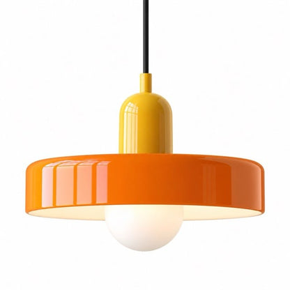Sofello Suspension luminaire verre style Bauhaus rétro, blanc, vert, orange, pour salon et salle à manger