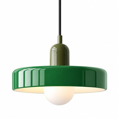 Sofello Suspension luminaire verre style Bauhaus rétro, blanc, vert, orange, pour salon et salle à manger
