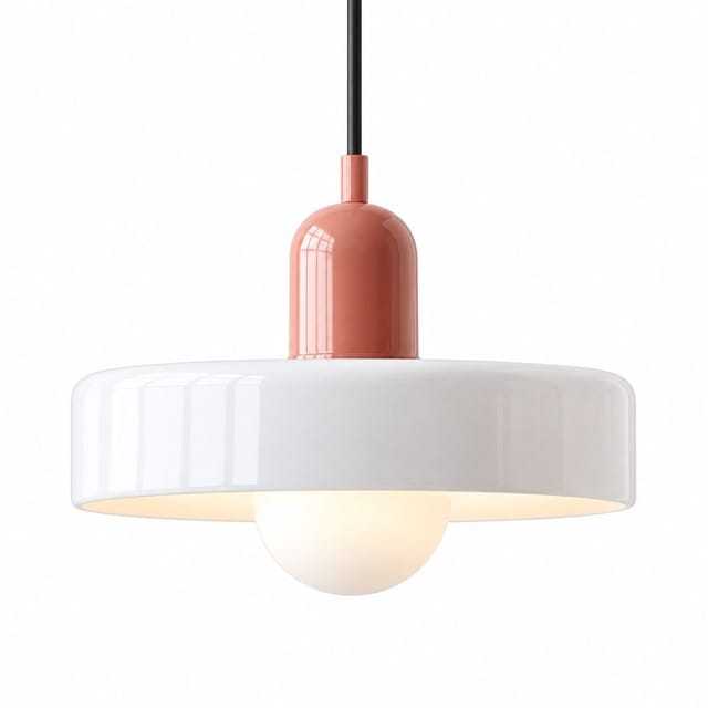 Sofello Suspension luminaire verre style Bauhaus rétro, blanc, vert, orange, pour salon et salle à manger