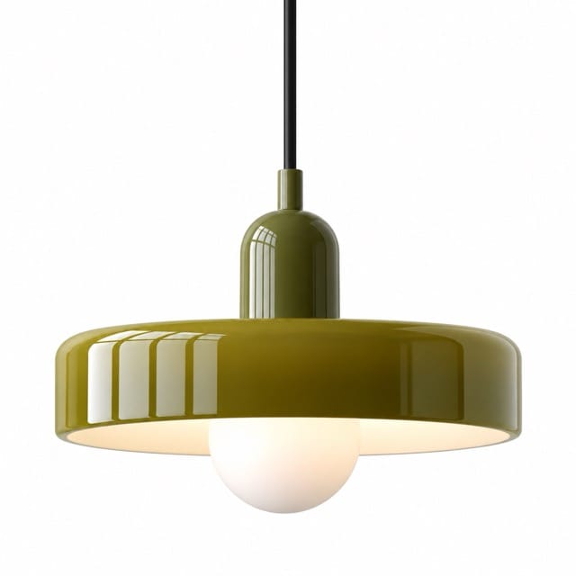 Sofello Suspension luminaire verre style Bauhaus rétro, blanc, vert, orange, pour salon et salle à manger